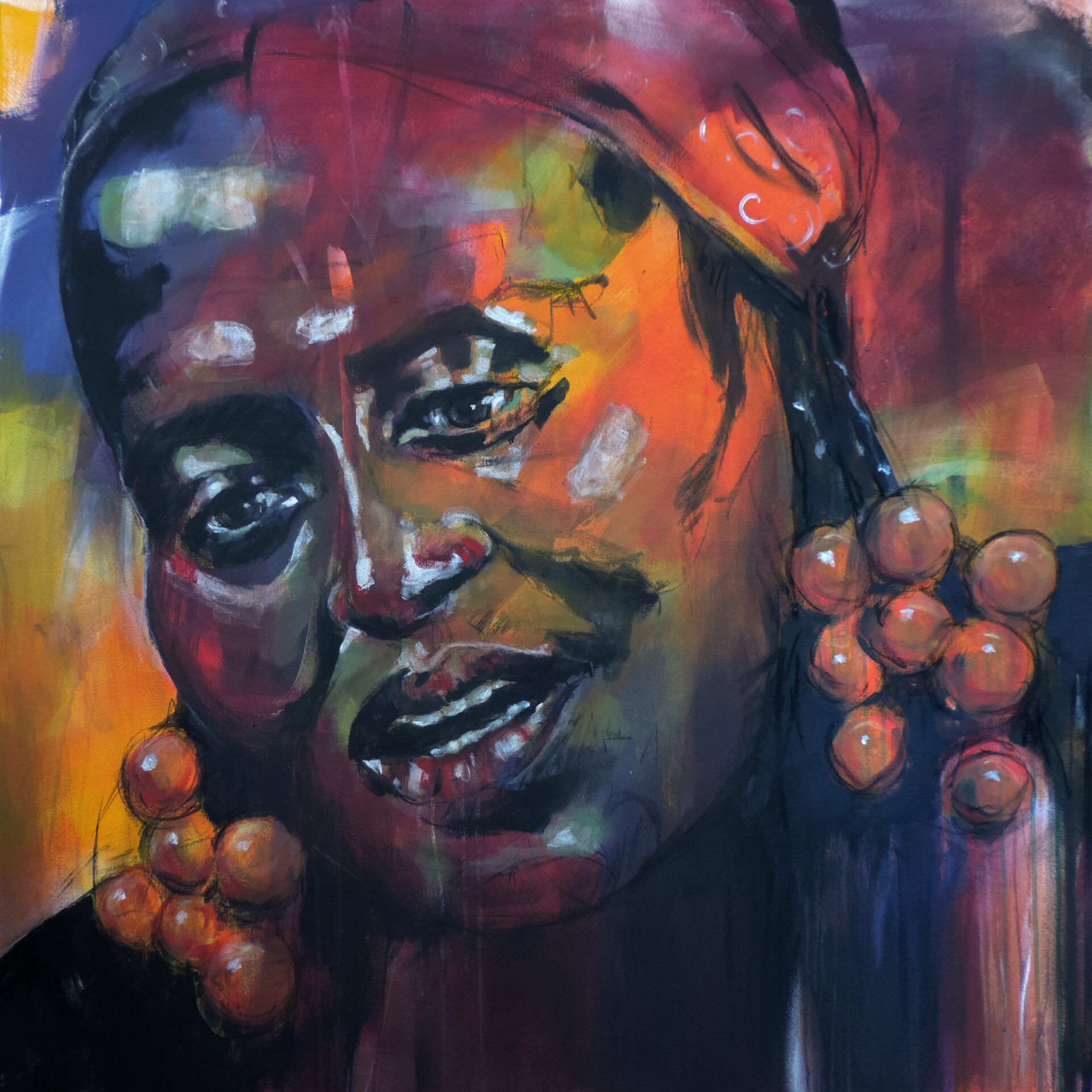 2019 Miriam Makeba, Acryl, 100 x 100 cm, CHF 3500.--, zur Zeit vermietet