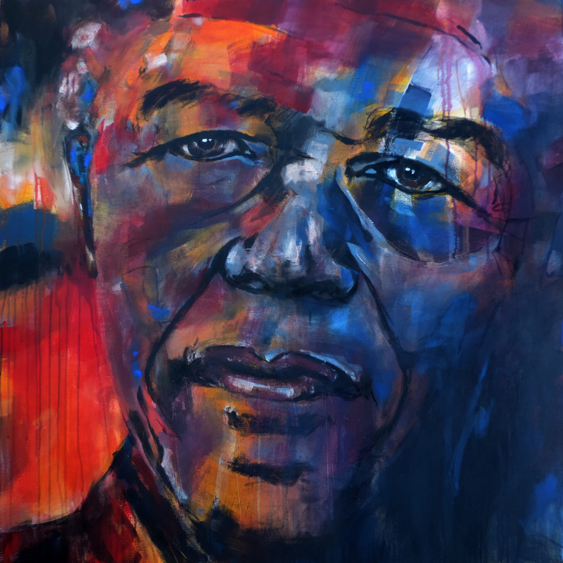 2019 Nelson Mandela, Acryl, 100 x 100 cm, CHF 3500.--