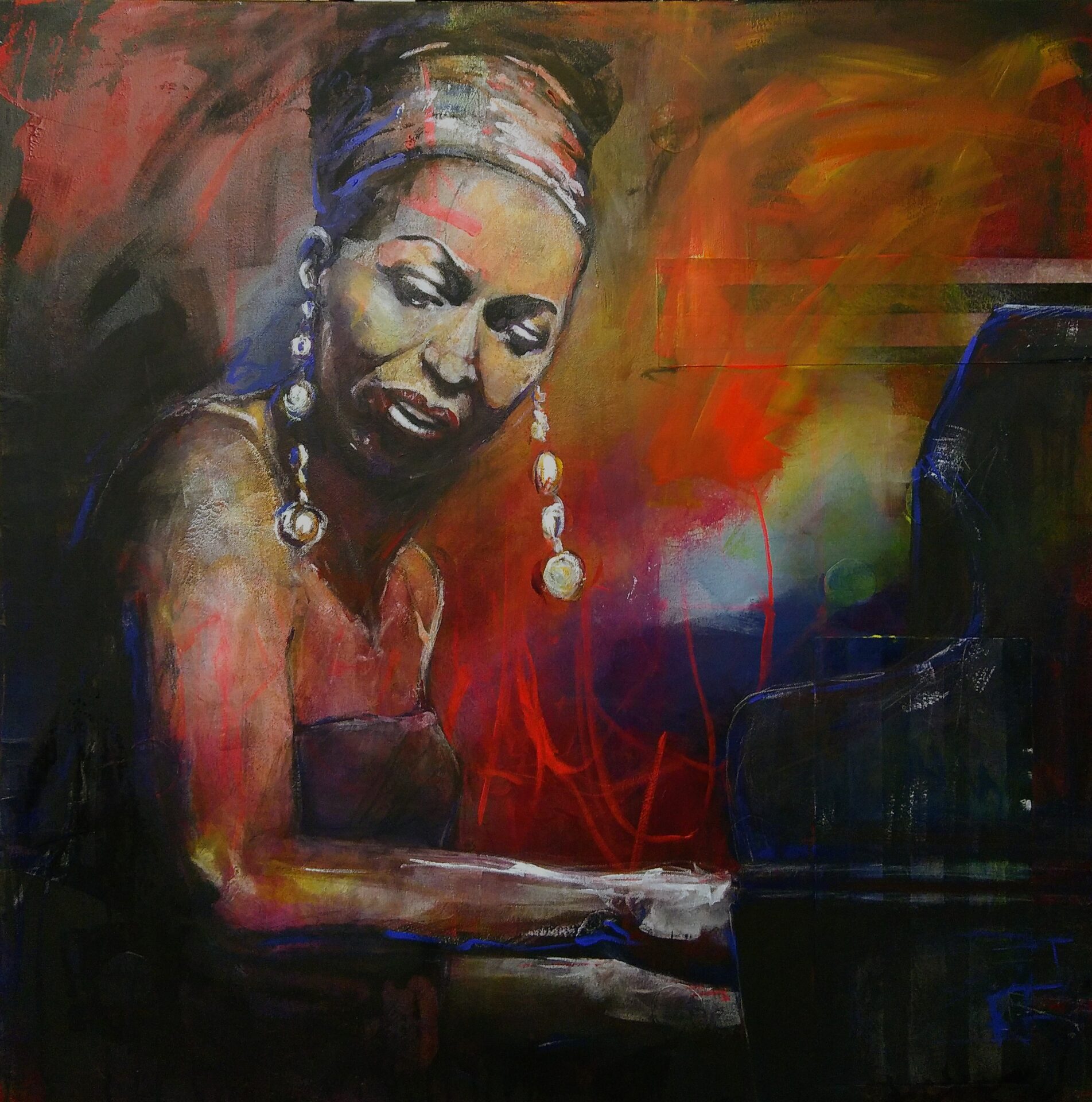 2019 Nina Simone, Acryl, 100 x 100 cm, CHF 4500.--