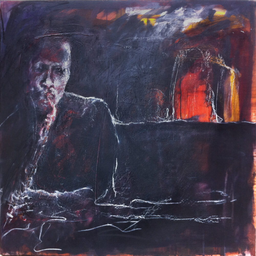2011, Saxophonist, Mixed Media, 80 x 80 cm, verkauft