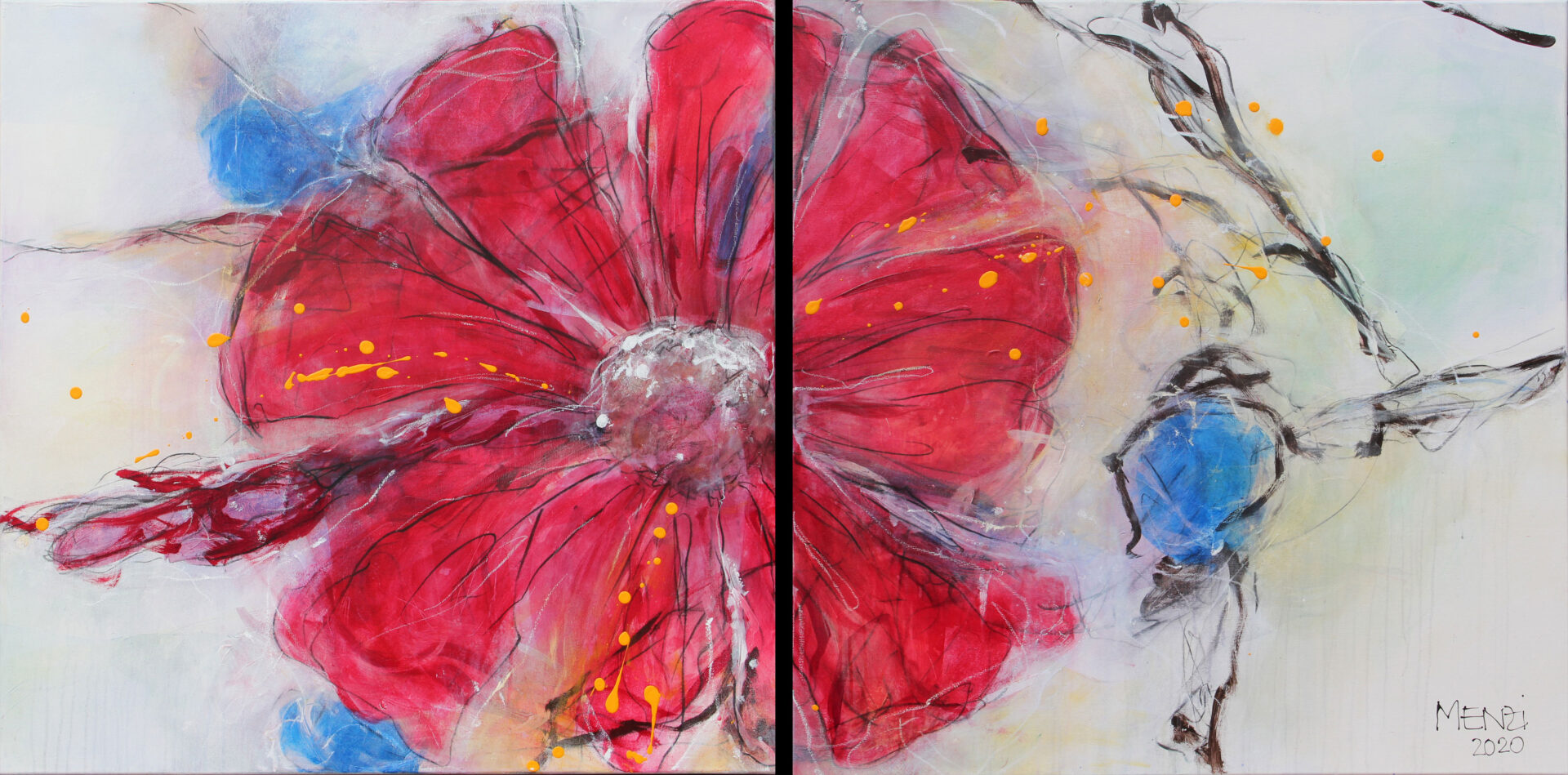 2020 Blumen, Acryl, 200 x 100 cm, Dyptichon