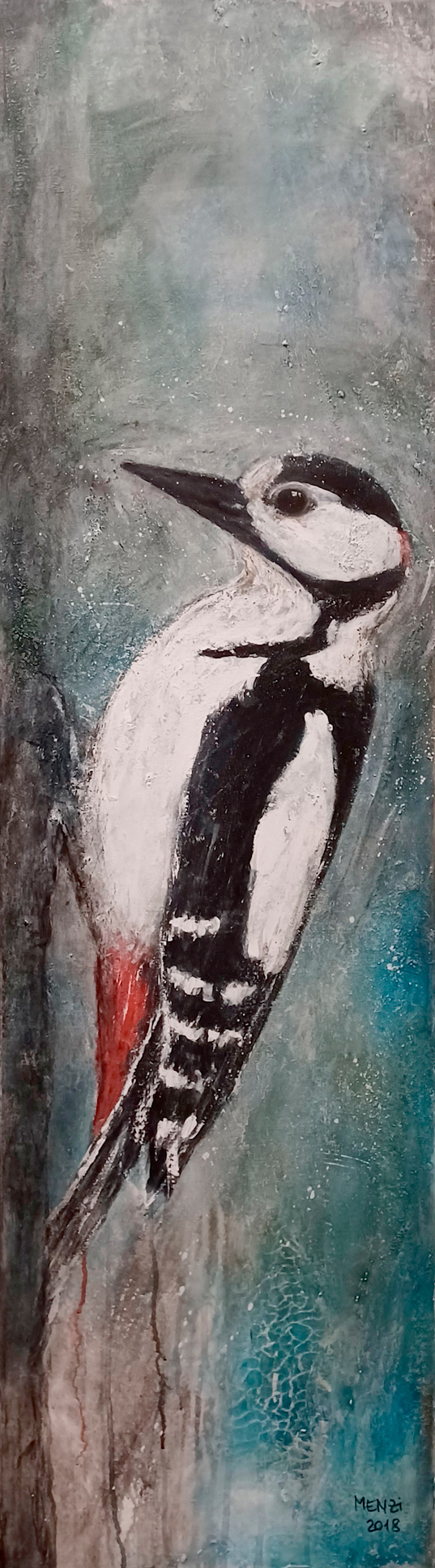 2017 Buntspecht, Acryl, 40 x 140 cm