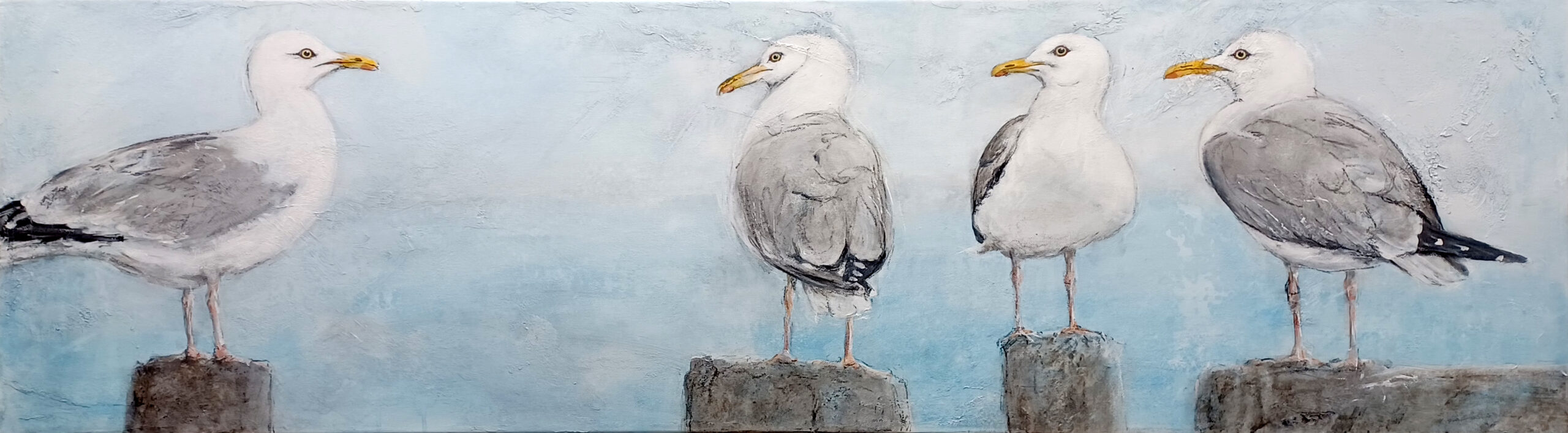 2022 Möwen, Acryl, 140 x 40 cm