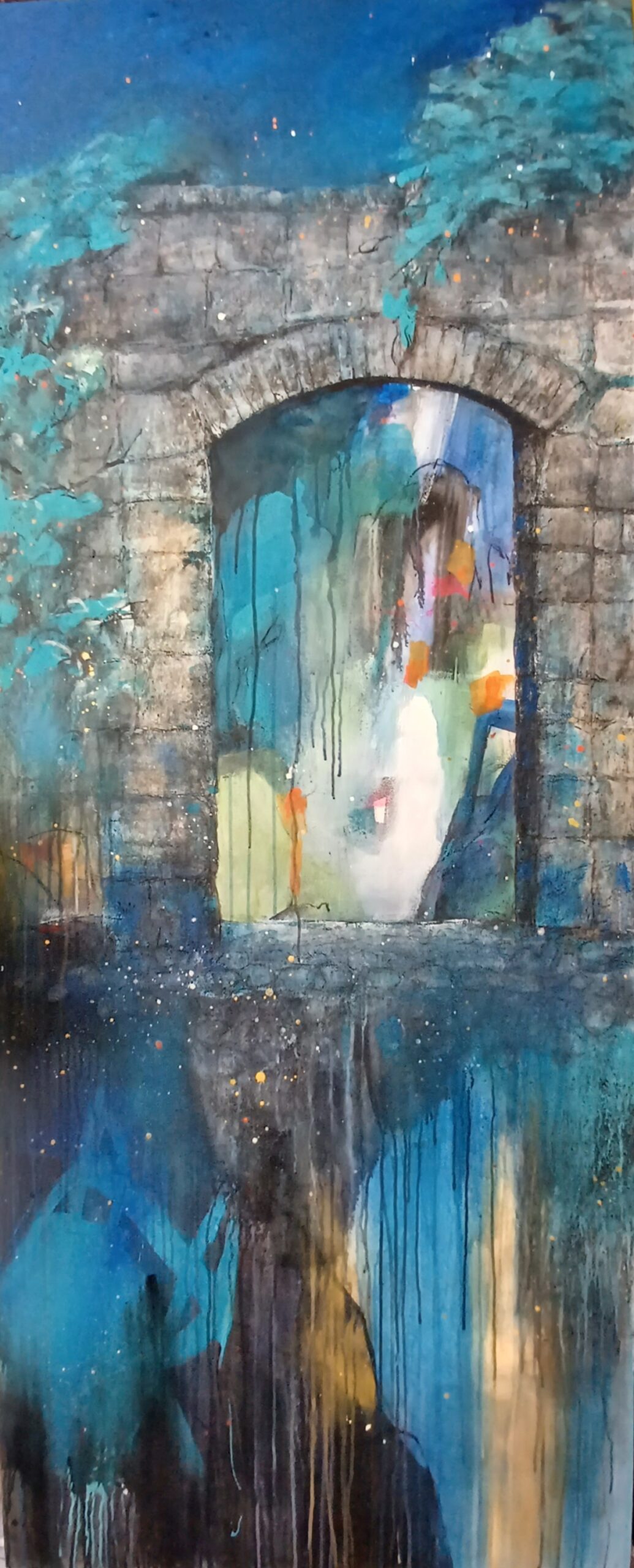 2023 Wunschgarten, Mixed Media auf MDF, 80 x 200 cm